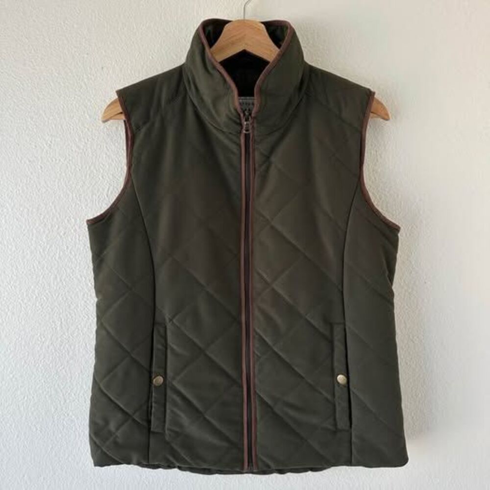 G.H. Bass Women’s Small Olive Green Quilted Vest Preppy Fall Equestrian Heritage